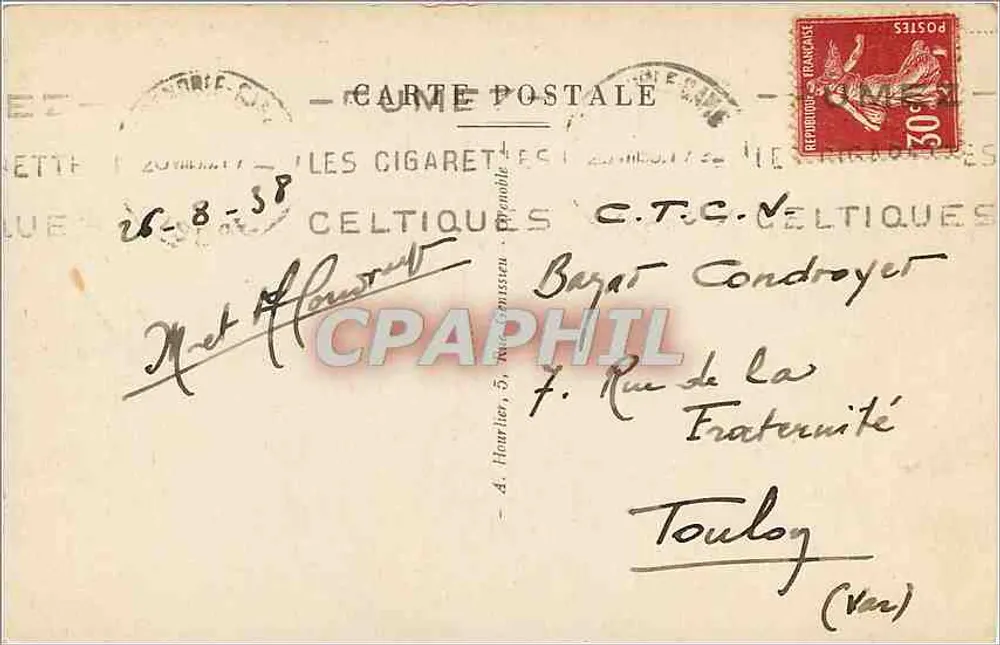 Grenoble — La Place Notre-Dame et la Cathédrale — Éditeur C.T.C.V. n° 571.1 - Verso