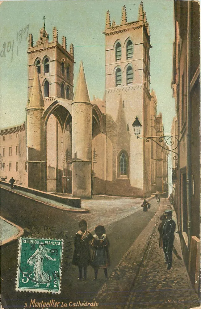 Montpellier. A Catedral — vista da praça — editor LV & Cie, n°3 - Frente