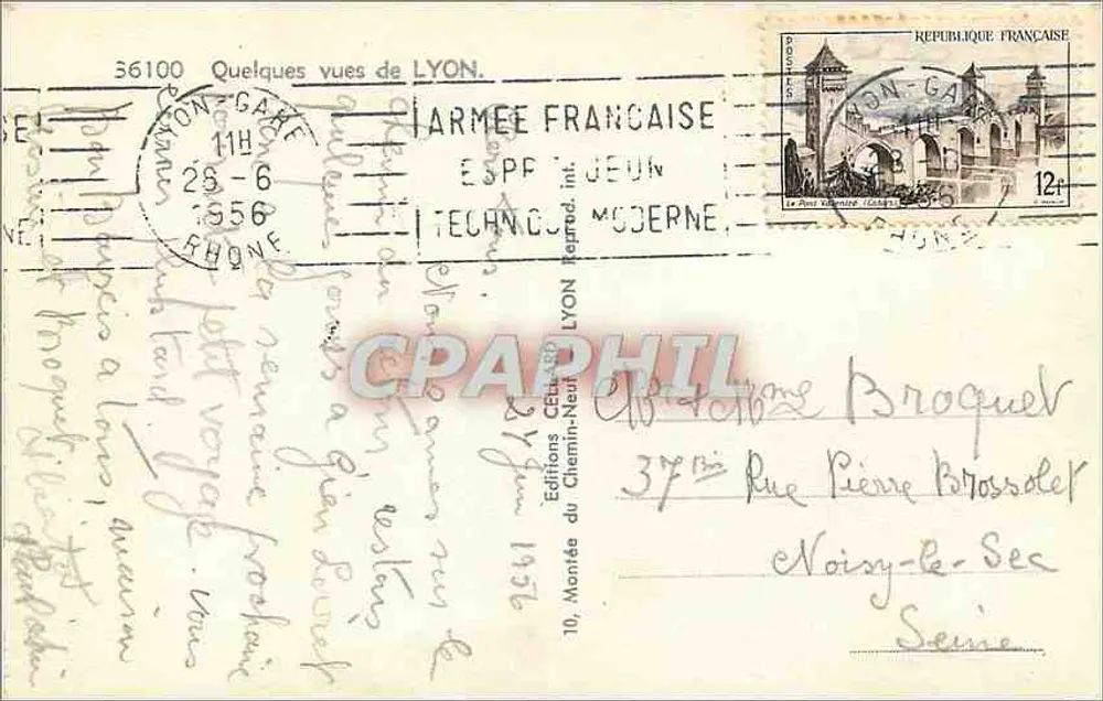 Lyon — Lembrança de Lyon — Editor do Chemin-Neuf, n° 36100 - Verso