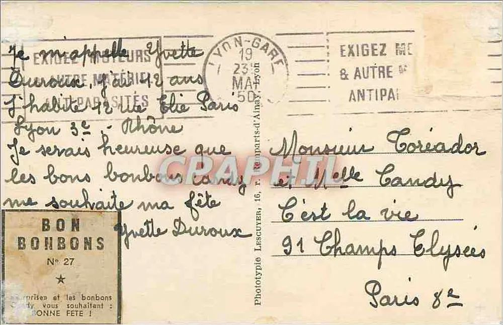 VILLEURBANNE — Plein Albert-Thomas — Fototypie Lescutien - Achterkant