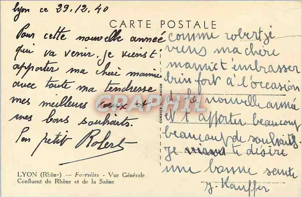 Lyon — Konfluence des Rhône und Saône — Allgemeine Ansicht — Verlag Comber - Rückseite