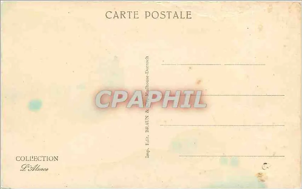 Route de la Schlucht — Le Tunnel — Éditeur Braun & Cie, n° 1073 - Verso