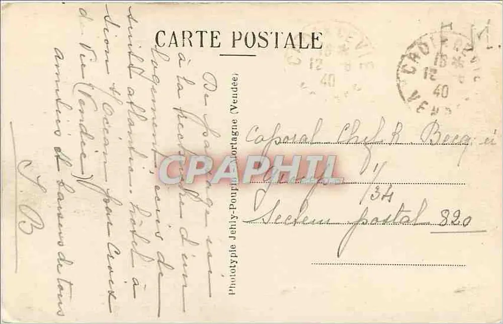 Croix-de-Vie (Vendée) — Un coin de la Plage — Phototype Jethy-Poupart (Vendée) n°400 - Verso