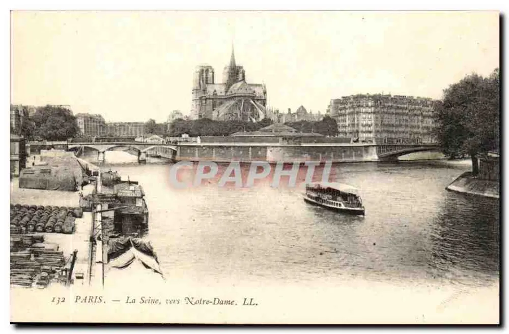 Parigi — La Senna, verso la Cattedrale di Notre-Dame — LL. n° 132 - Recto