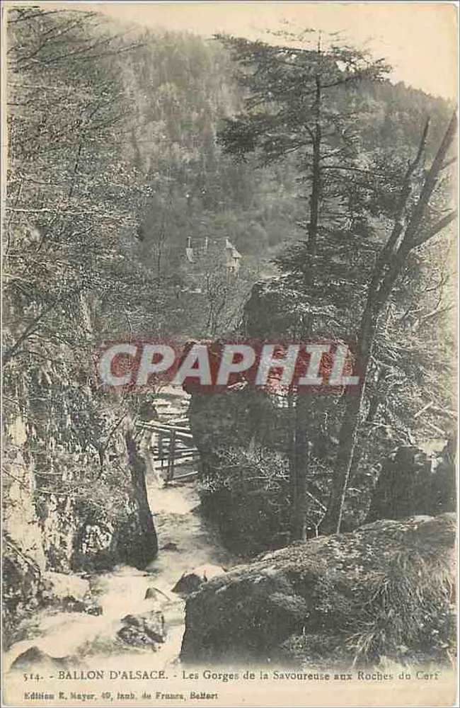 Ballon d'Alsace — Die Gorges der Savoureuse bei den Roches du Cari — Édition R. Mayer, 40, lamb. de France, Bellart - Vorderseite