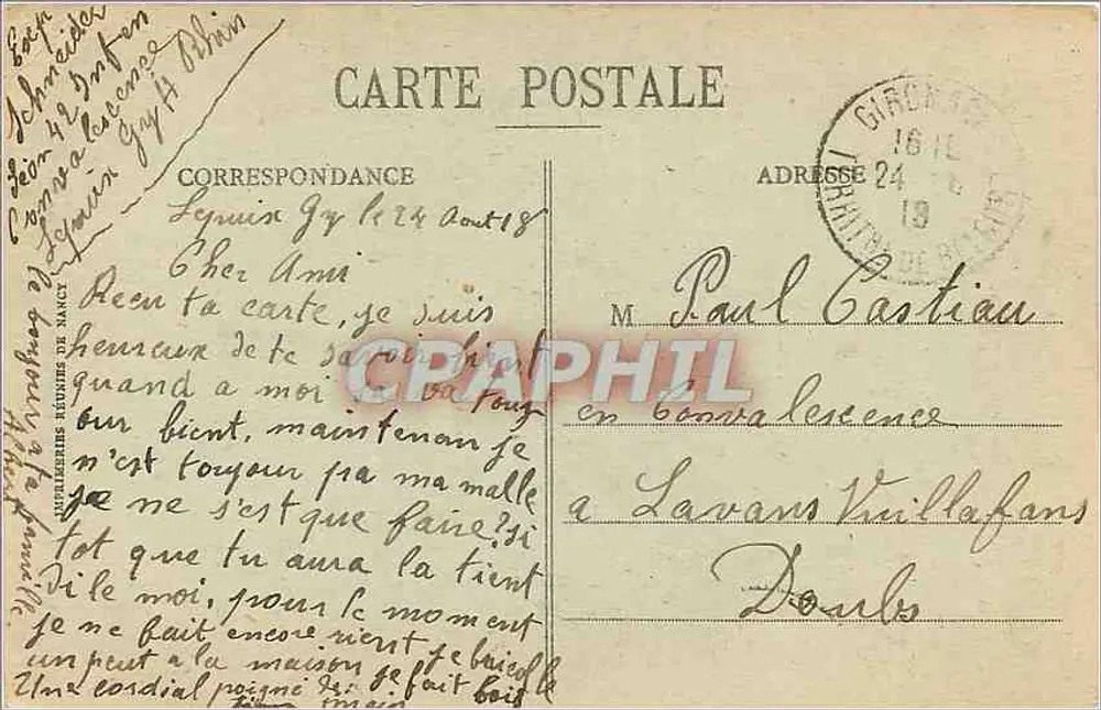 Ballon d'Alsace — Die Gorges der Savoureuse bei den Roches du Cari — Édition R. Mayer, 40, lamb. de France, Bellart - Rückseite
