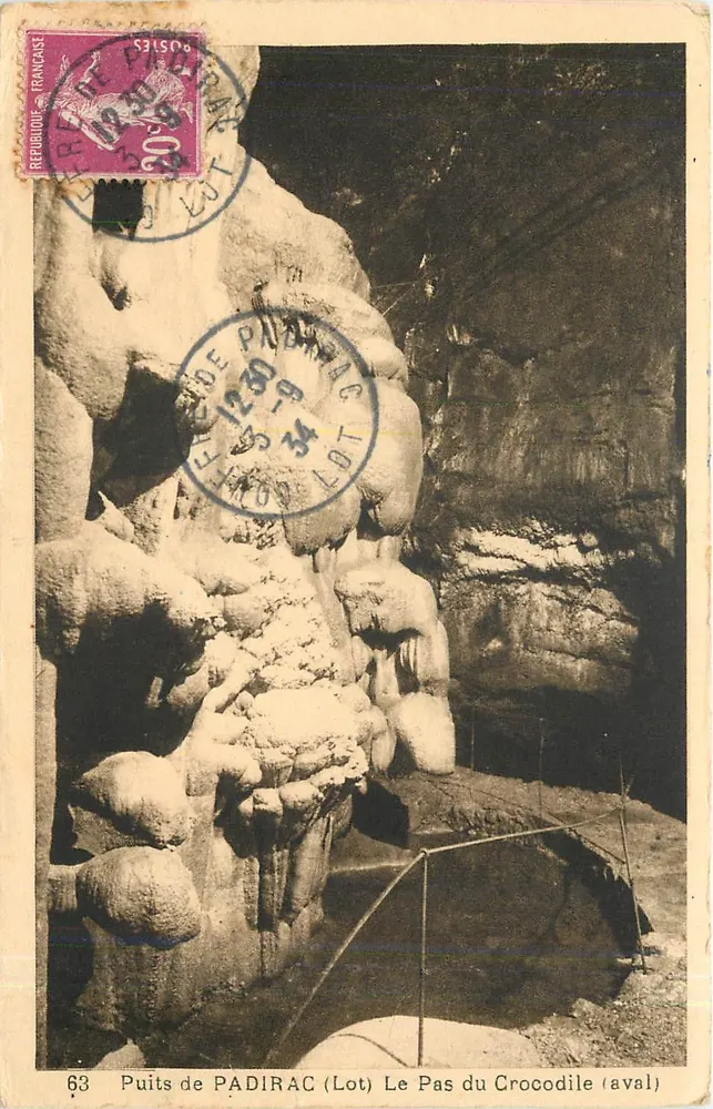 Poço de PADIRAC (Lot) — O Passo do Crocodilo (aval) — Fototipia Hélo-Hélo, n°63 - Frente