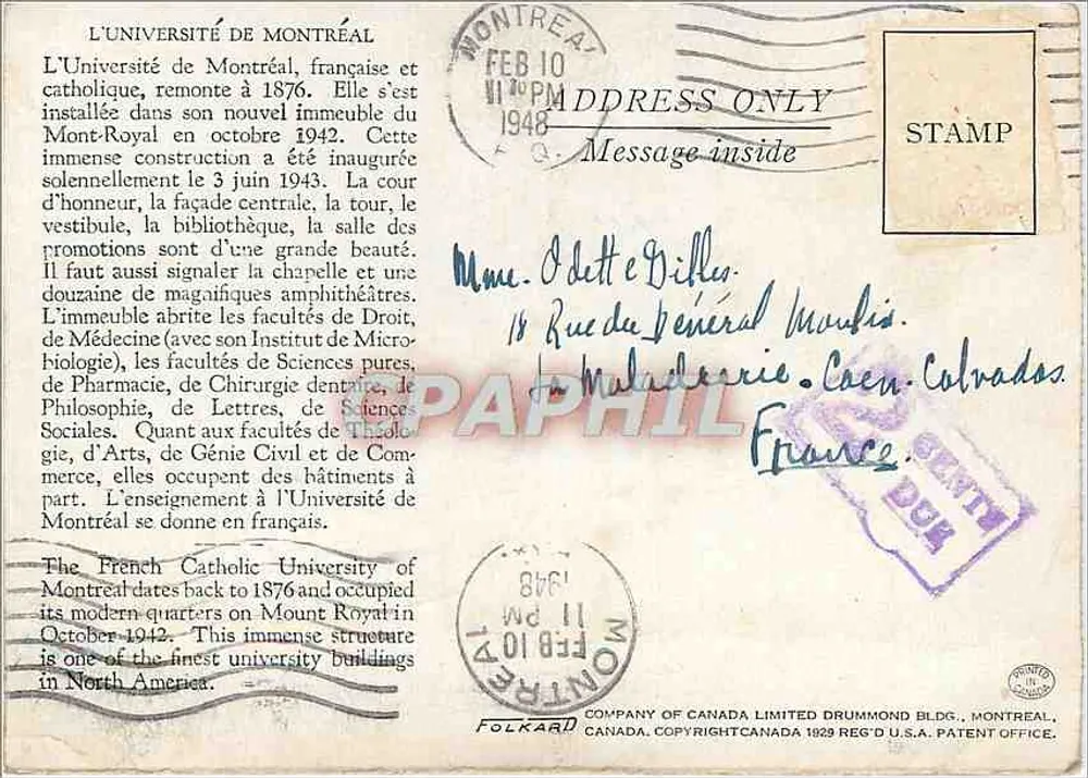 मॉन्ट्रियल विश्वविद्यालय - मुख्य भवन के दृश्य - (17) - कैनेडियन कंपनी लिमिटेड - पीछे