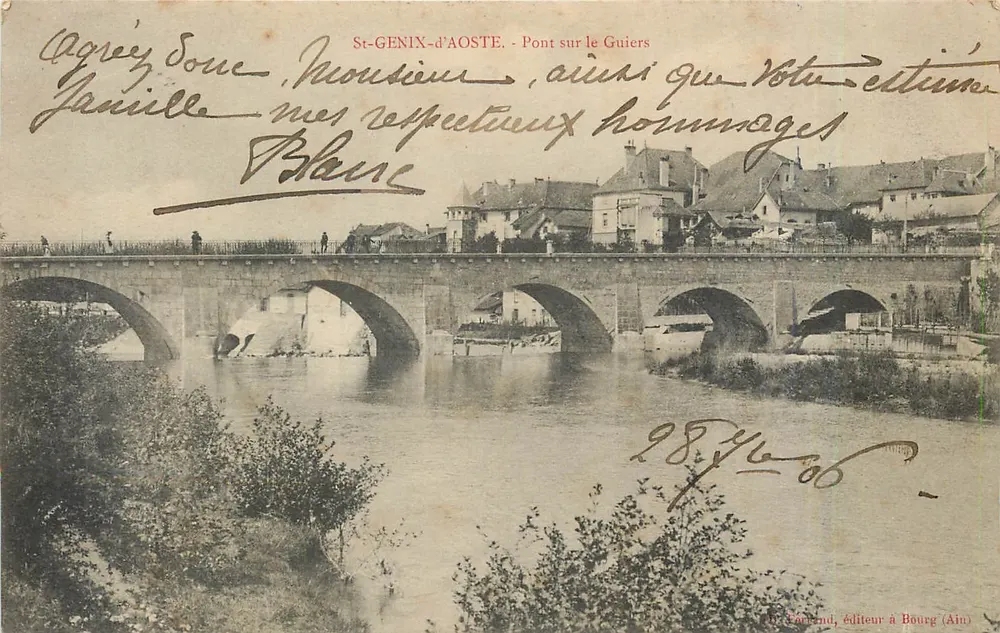 St-Genix-d'Aoste - Ponte sobre o Guiers — editor H. Cardond em Bourg (Ain) - Frente