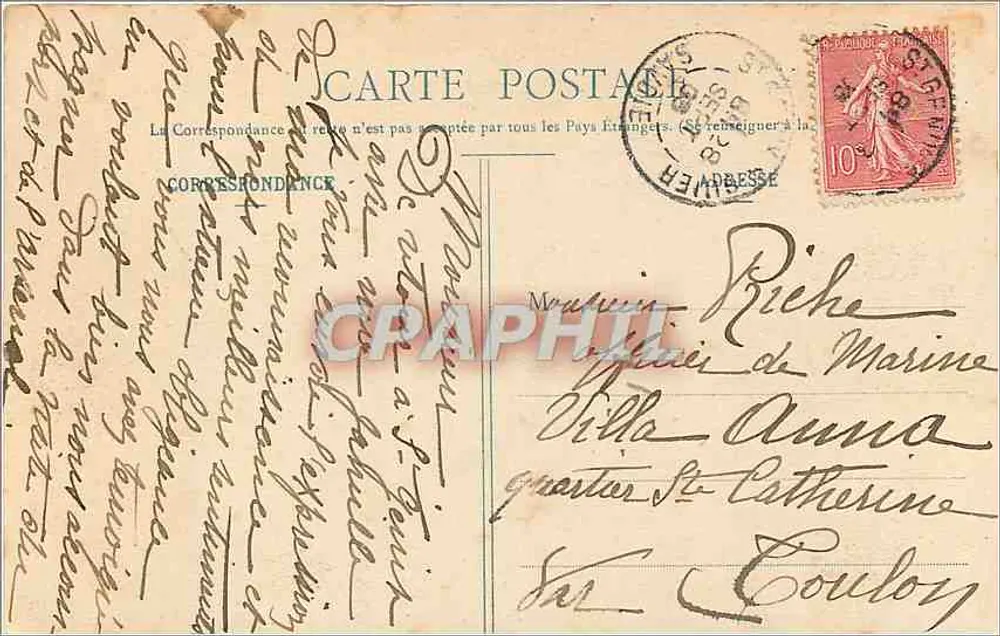 St-Genix-d'Aoste - Ponte sobre o Guiers — editor H. Cardond em Bourg (Ain) - Verso