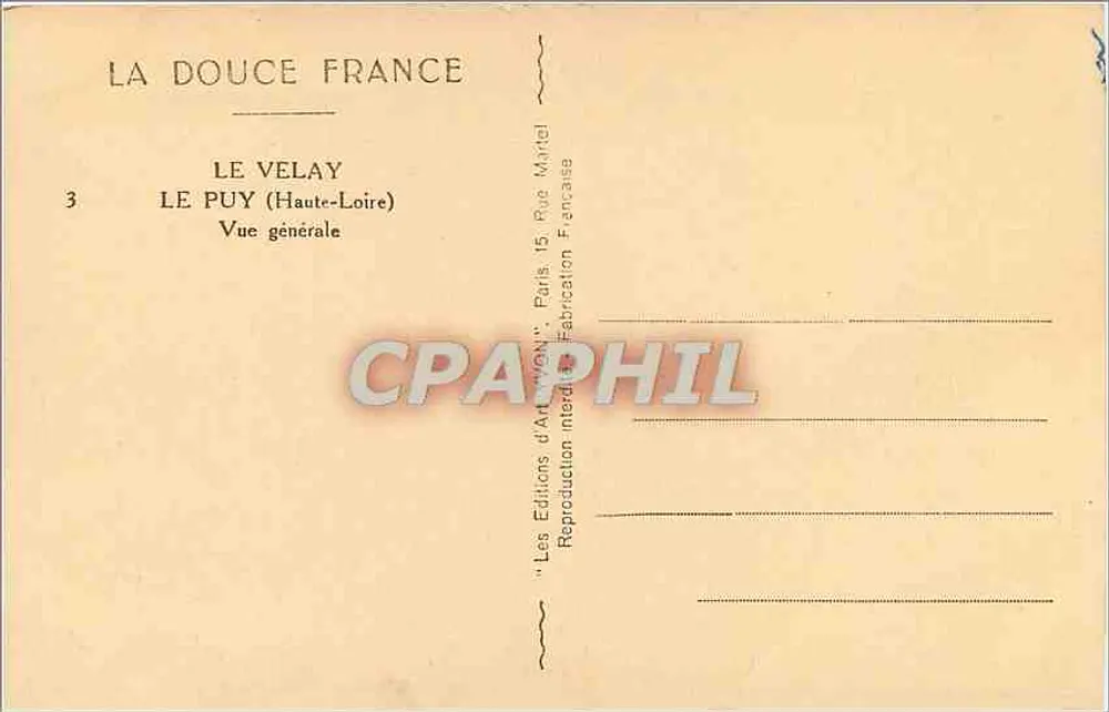 Le Puy (Haute-Loire) — Vue générale — Les Éditions d'Art Véni, Paris - Verso