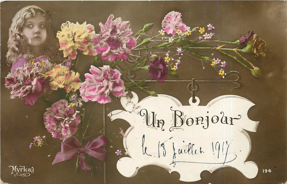 Flowers and young girl — Un Bonjour — Myrkaï, n°194 - Front