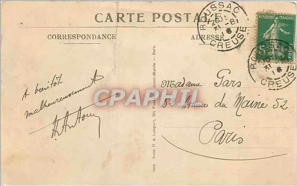 Les Bords de la Creuse — Boussac — Le Château — Impr. IXIER Urbein, d'Albret - Verso