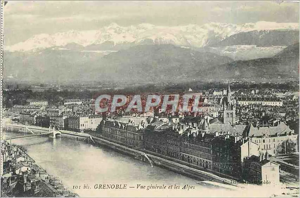 Grenoble — Vista geral e as Alpes — 101 bis - Frente