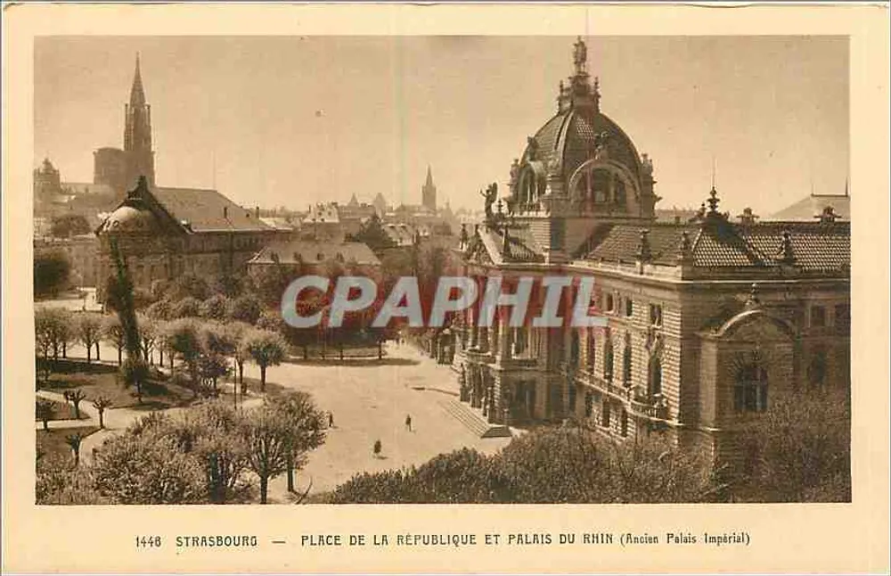 Straßburg — Place de la République und Palast des Rheins (ehemaliger Kaiserpalast) — Verlag « La Cigogne » - Vorderseite