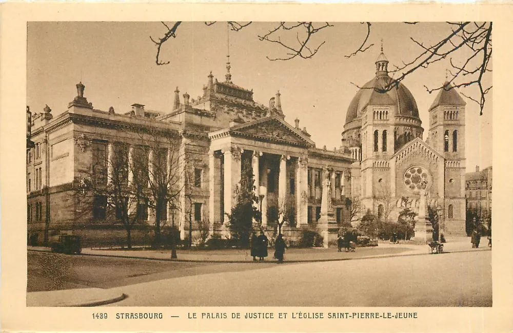 Straßburg — Ansicht des Palastes der Justiz und der Kirche Saint-Pierre-le-Jeune — Verlag 'La Course' n°1489 - Vorderseite