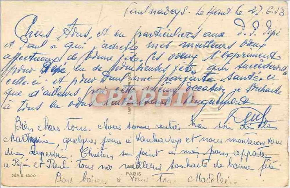 Forget-Me-Not Flowers — Happy Birthday — Series 1200, Paris - Back