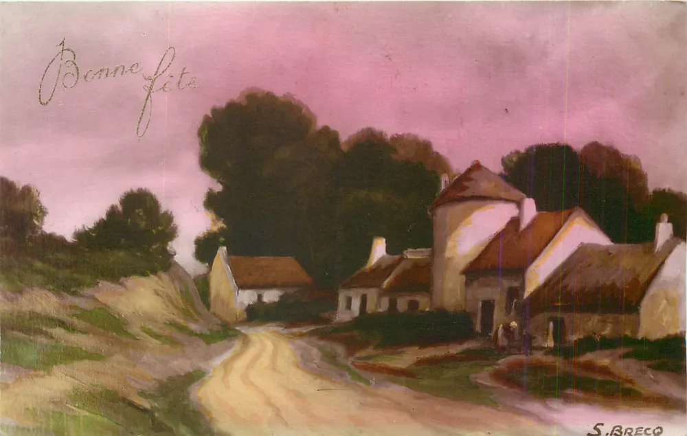 Vila pitoresca — pintura a óleo — S. Breco - Frente