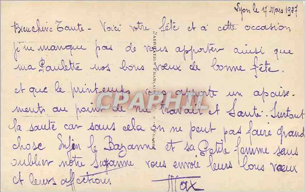 Paisagem com casa e lago — 'Bom Aniversário' — editor DAVID n°719 - Verso