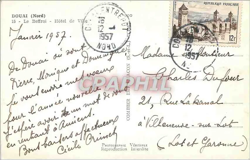 Douai (Nord) — Hotel de Ville com seu sino — Fotógrafo Cim - Verso
