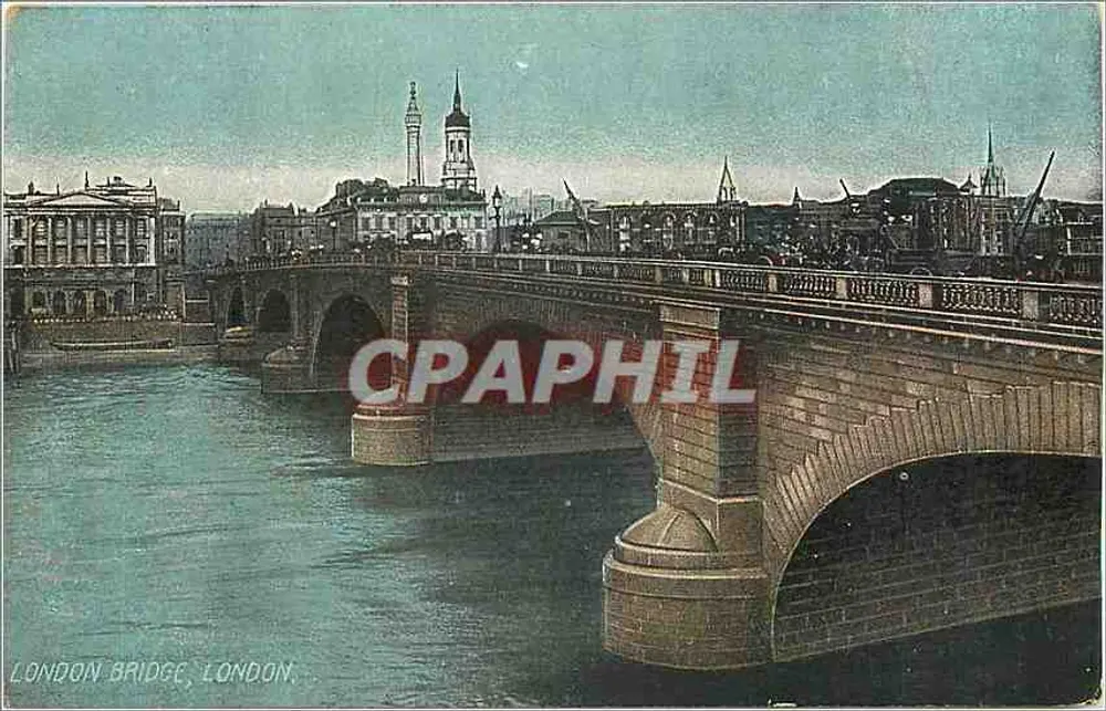 London Bridge, London — panoramic view — unknown publisher, series number not visible - Front