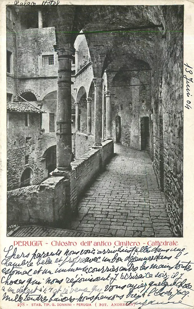 Perugia - Chiostro do antigo Cemitério - Catedral — Stab. Tip. G. Donnini, n°278 - Frente
