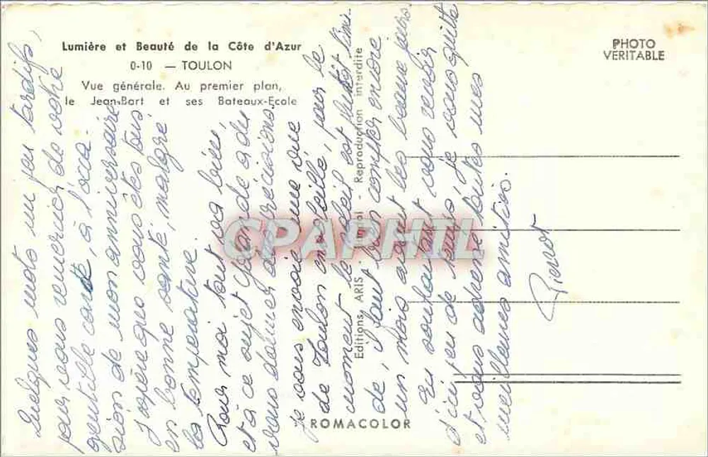 Toulon — Allgemeiner Blick mit Jean Bart und Schulschiffen — ARIS Editions - Rückseite