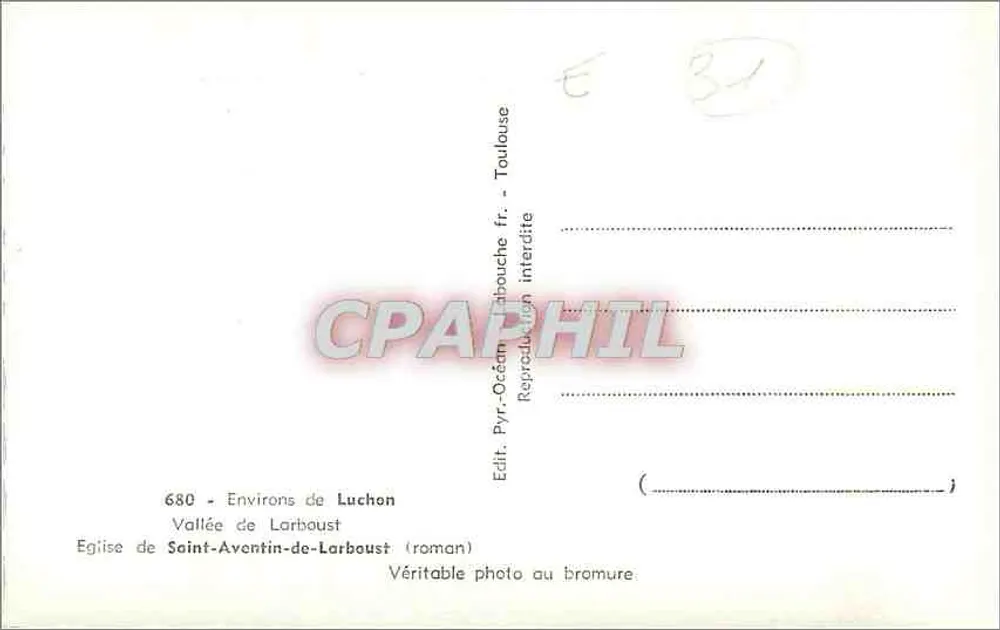 Kirche Saint-Aventin-de-Larboust (romanisch) — Tal von Larboust — Verlag Pyr. Occitanie - Rückseite