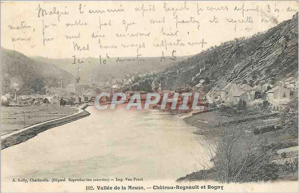 Vale do rio Meuse — Castelo de Regnault e Bogny — A. Gelly, Charleville — Imp. Van Praet - Frente