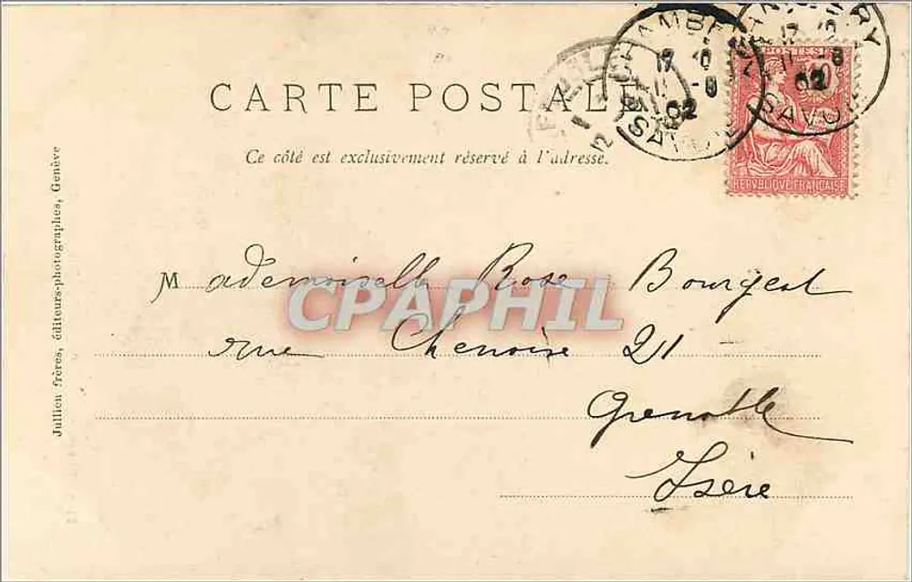Chambéry - Tour du Donjon du château des Ducs — Librairie A. Perrin, n°2188 - Verso
