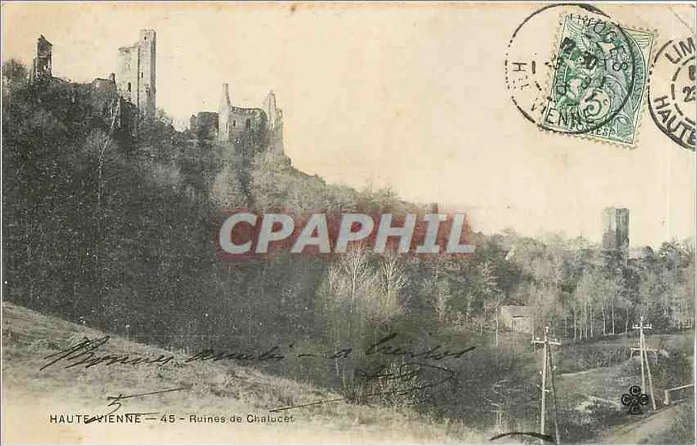 Haute-Vienne — Ruines de Chalucet — éditeur imprimeur non visible - Frente