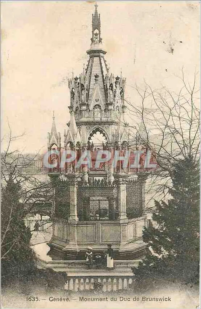 Genebra — Monumento do Duque de Brunswick — Phototype Co., Neuchâtel, n° 1635 - Frente