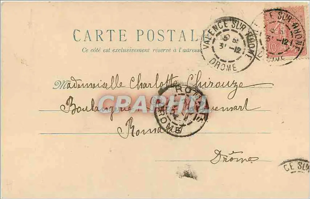Houx e bagas — Boa ano — Carta postal francesa - Verso