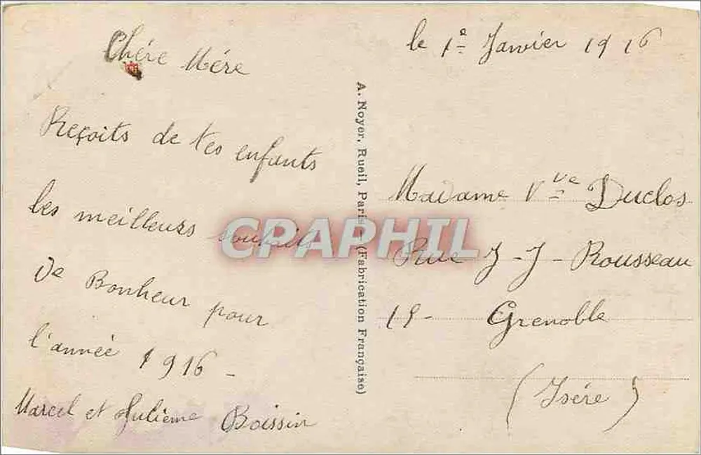 Dirigível decorado com flores — ZED 247 — A. Noyer, Rueill, Paris - Verso