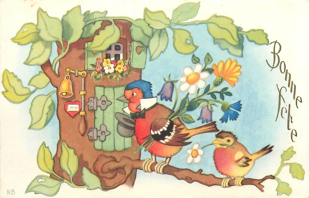 Vogels voor een boomhuis — Gelukkig verjaardag — KB - Voorkant