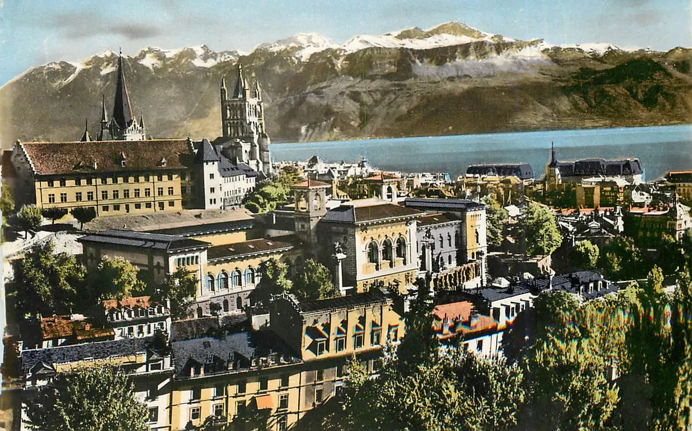 Lausana e as Alpes — Edição C. Sartori, n° 9042 - Frente