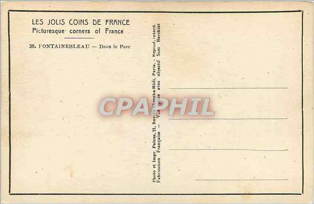 Fontainebleau — No Parque — Patras - Verso