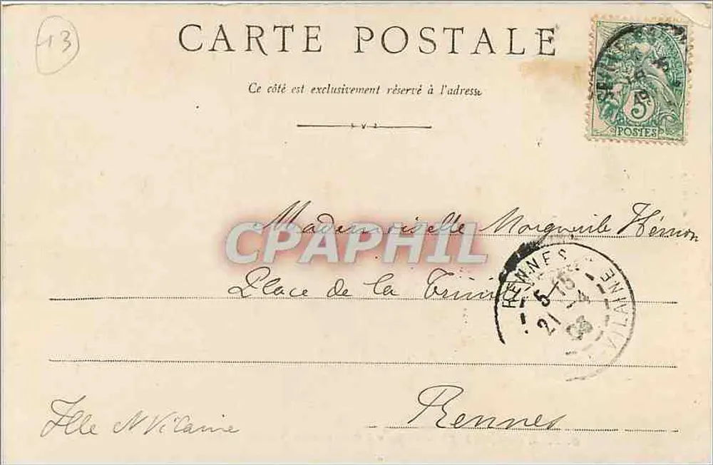 Marseille — École des Beaux Arts et Bibliothèque de la Ville — Éditeur E. Eour et Cie. Carpentras, N. 1113 - Reverso
