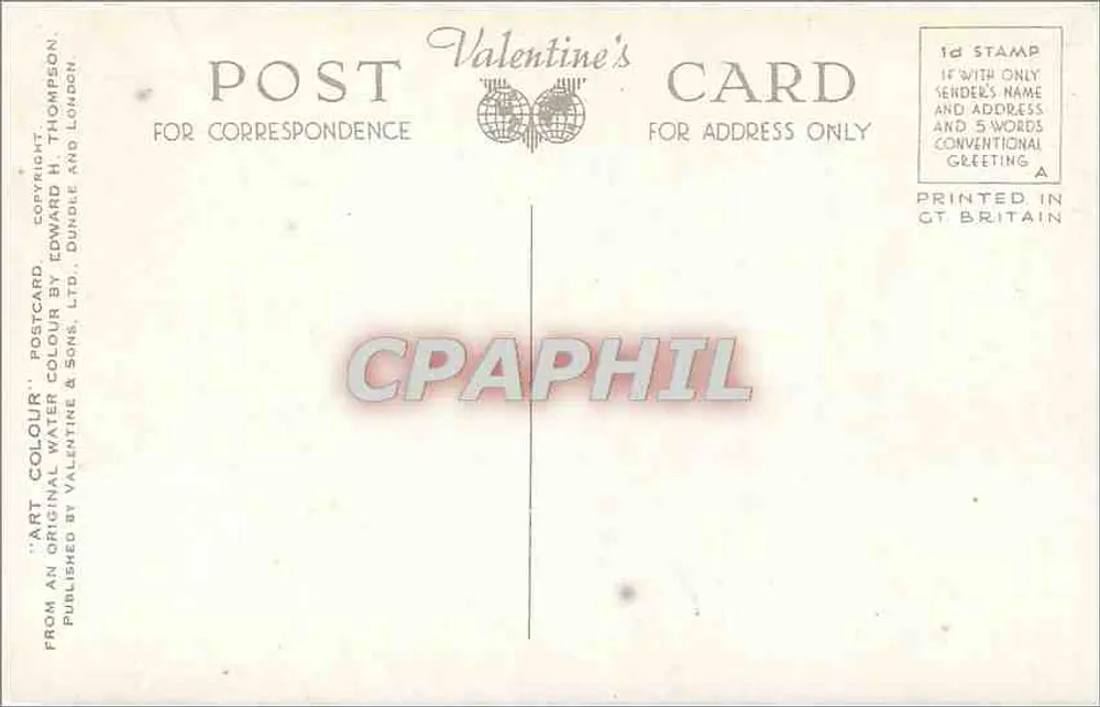 Loch Lomond visto de Ardlui — vista lacustre entre montanhas — editor Valentine & Sons Ltd, n° A 1583 - Verso