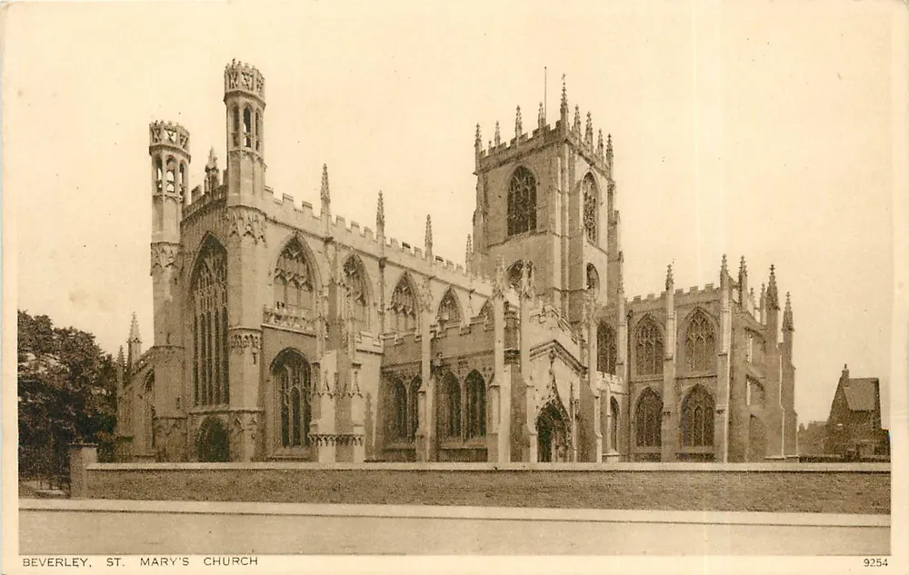 Beverley, Sint-Maria's Kerk — uitzicht op de gotische kerk — uitgever Royal Tumbridge Wells - Voorkant