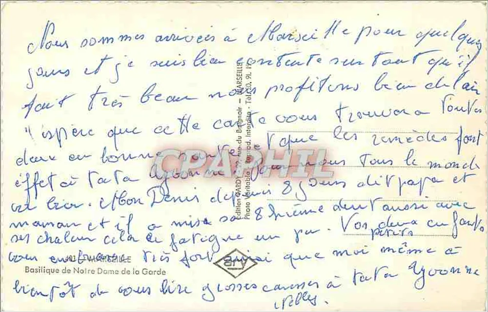 Basílica Nossa Senhora da Guarda — Marselha — Edição David, 91 - Verso