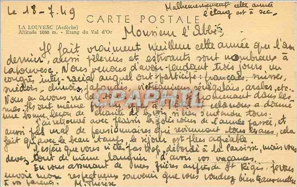 La Louvesc (Ardèche) — Étang du Val d'Or — Alt. 1050 m — editor Cim - Reverso