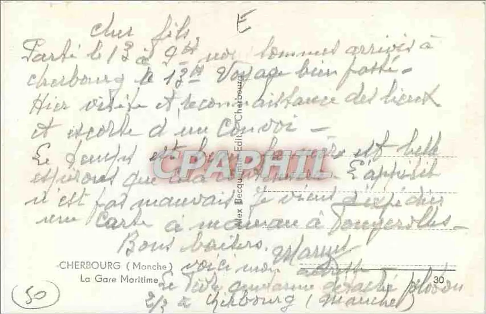 Cherbourg — Haven met zeilboten — uitgever Aleac, n° 29 - Achterkant