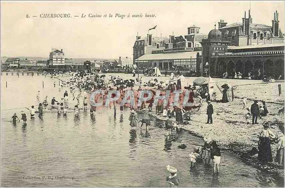 Cherbourg — Le Casino et la Plage à marée haute — Collection P. B. Cherbourg - Recto