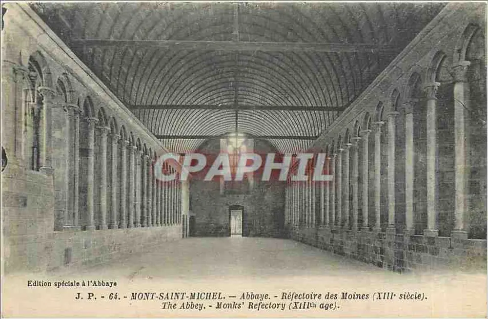 Mont-Saint-Michel — Abbaye — Réfectoire des Moines (XIIIe siècle) — J. P. - 64 - Recto