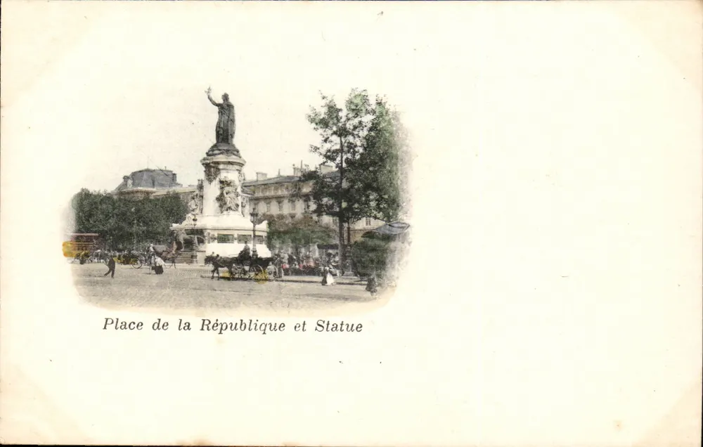 Place de la République and Statue — Paris — printed text at the bottom - Front