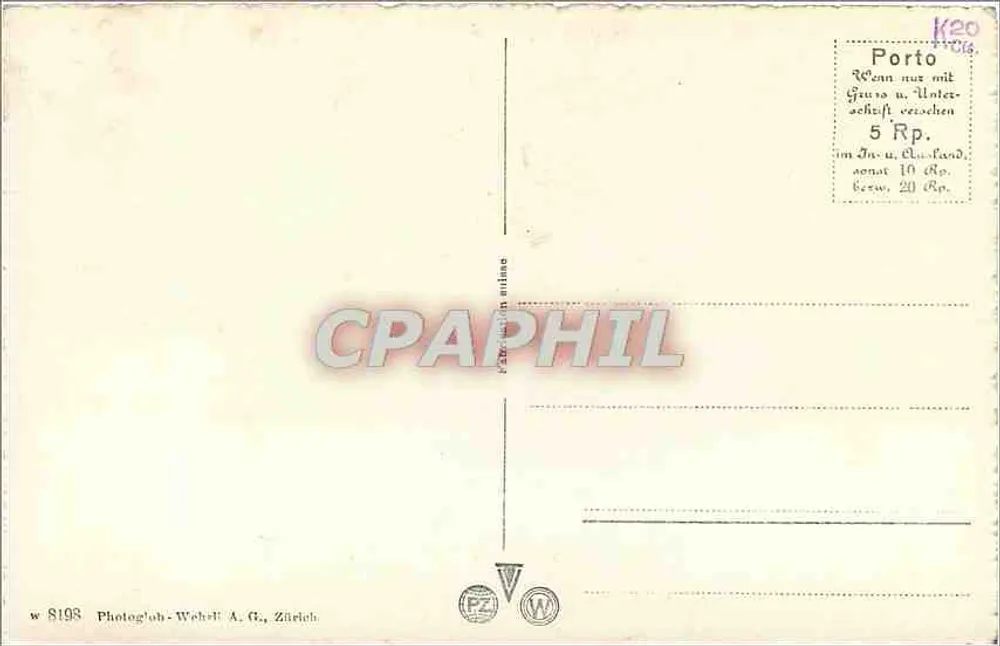 Rapperswil — widok jeziora z górami na tle — Photog'ob-Weber A.G., Zürich - Rewers
