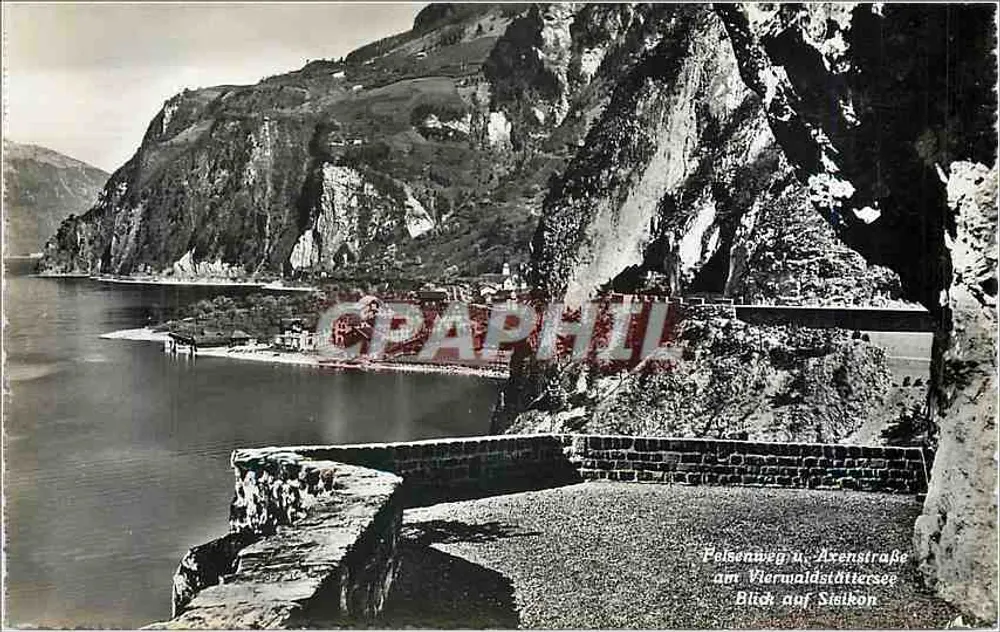 वियरवाल्डस्टैटरसी - पेल्सेनविग्न से देखा गया, अकरस्ट्रासे - फोटोग्लोब-वेहरली & यंगा & को., ज़ुरिख - आगे