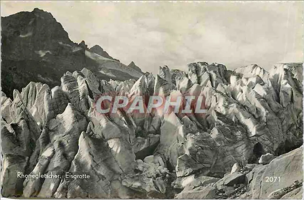Glaciar do Rio Rhône, Gruta de Gelo — vista do glaciar — Edição Fotográfica O. Süssli-Jenny, Thalwil-Zürich, n° 2071 - Frente