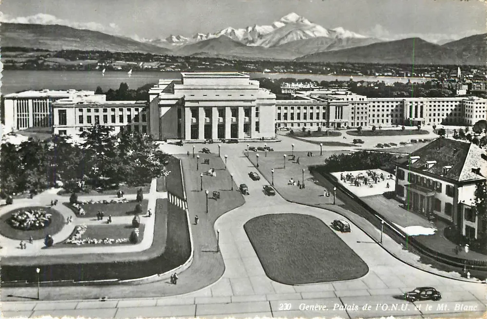 Genebra. Palácio da ONU e o Monte Branco — Editor Siffri, n° 230 - Frente